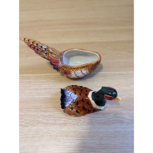 Fitz and Floyd Ceramic Pheasant Lidded Trinket Box VINTAGE - Picture 8 of 9